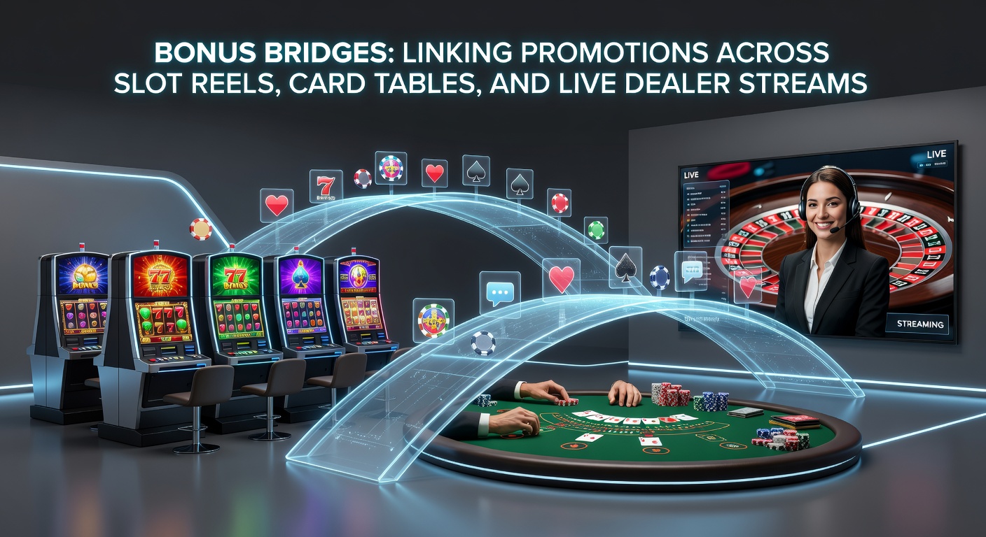 Live-Dealer-Stream mit überlagerten Bonus-Icons, die Slots und Tischspiele verbinden
