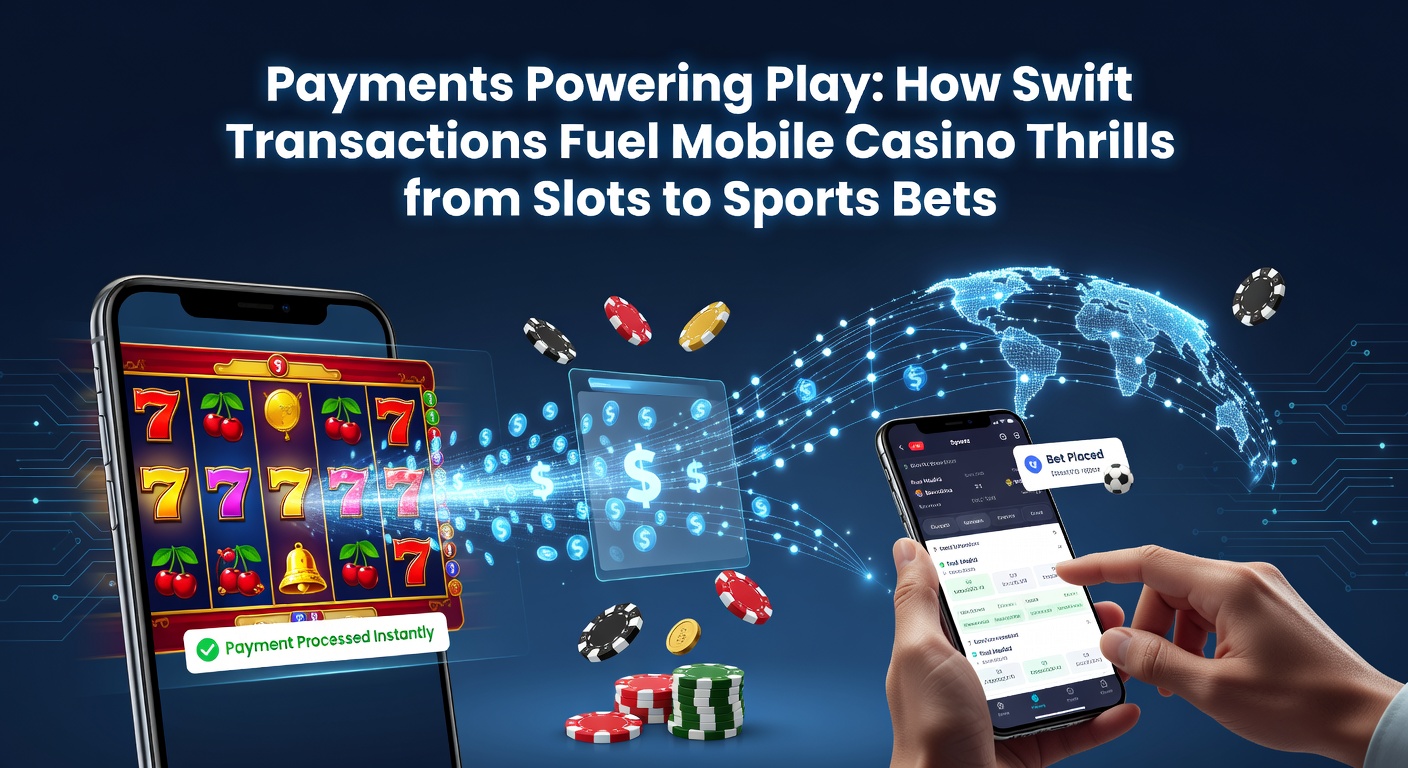 Smartphone mit mobilen Casino-Apps und blitzschnellen Zahlungssymbolen wie E-Wallets und Kryptowährungen
